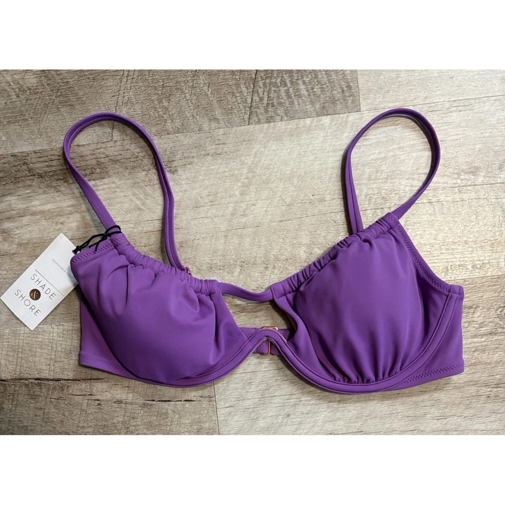 NWT Shade & Shore Purple Wired Bikini Top Swimwear Size 34C